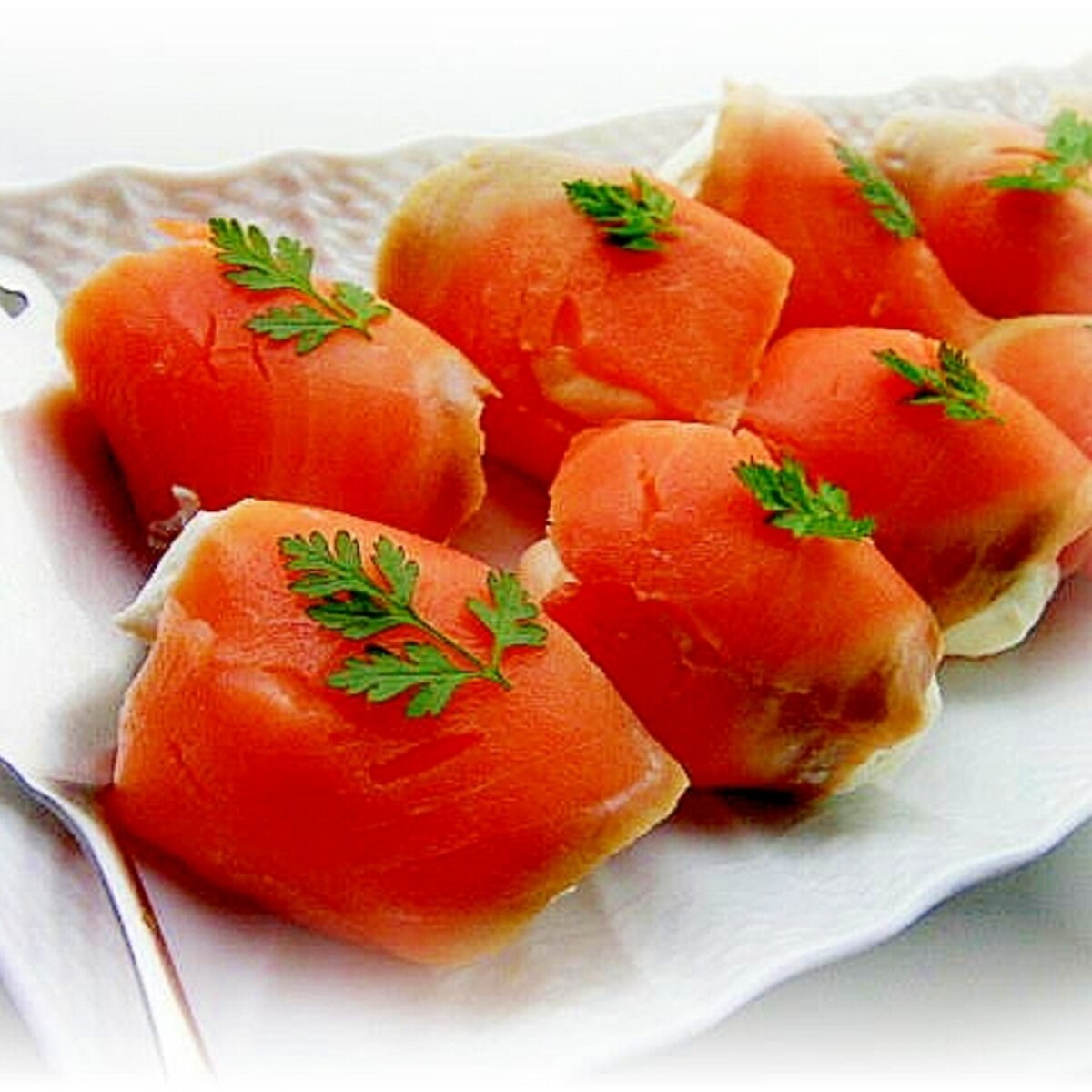 スモークサーモン クリームチーズの手毬風オードブル レシピ 作り方 By Tara Minfannote 楽天レシピ